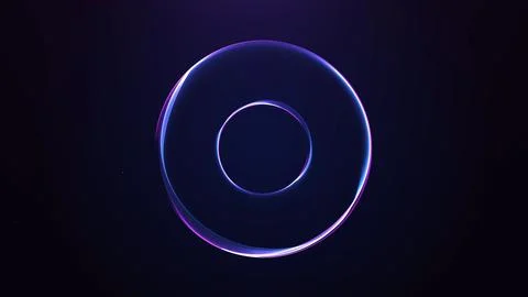 Minimal neon circle ring with purple gradient glass look on dark background.. 스톡 일러스트