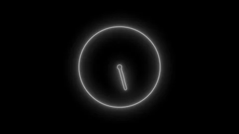 Minimal neon clock face glowing simple circular outline with two glowing ha.. Stock Footage 335488374