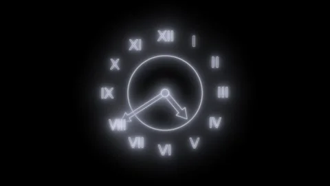 Minimal Neon Clock Timer Countdown Animation with Neon Glow, Glowing Neon R.. 库存影片 308044718