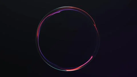 Minimal neon gradient sphere outline glowing with purple, blue and red ligh.. Stock Illustration
