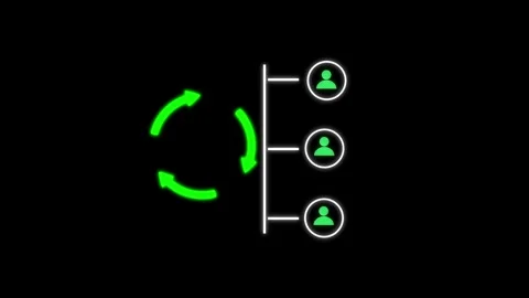 Minimal neon icon of user synchronization: green circular arrows next to ve.. Stock Footage 337131952