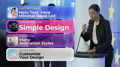 Minimal News List Overlay After Effects stock
