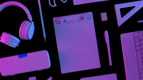 Minimal office surrealism. Back to school concept. Video stock 201193702