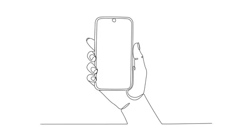 Minimal One Line Drawing Animation of Hand Holding Smartphone Stock Footage 318862071