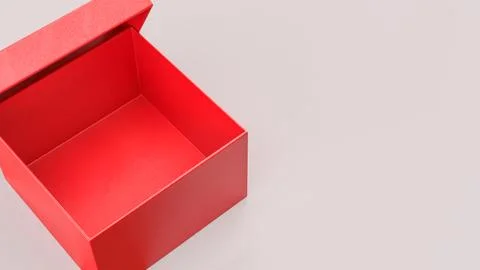 Minimal Open Red Gift Box on Soft Background 3d render. Stock Illustration