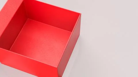Minimal Open Red Gift Box on Soft Background 3d render. Stock Illustration