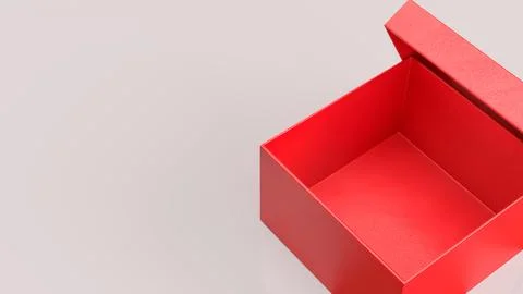 Minimal Open Red Gift Box on Soft Background 3d render. Stock Illustration
