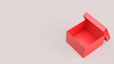Minimal Open Red Gift Box on Soft Background 3d render. Stock Illustration