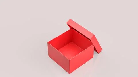 Minimal Open Red Gift Box on Soft Background 3d render. Stock Illustration