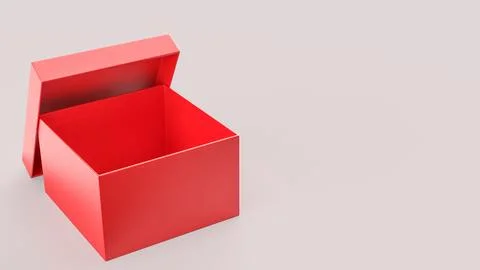 Minimal Open Red Gift Box on Soft Background 3d render. Stock Illustration