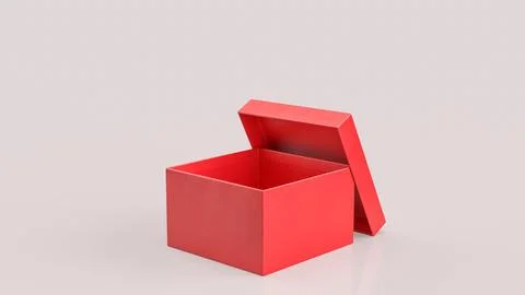 Minimal Open Red Gift Box on Soft Background 3d render. Stock Illustration