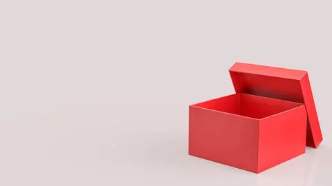 Minimal Open Red Gift Box on Soft Background 3d render. Stock Illustration