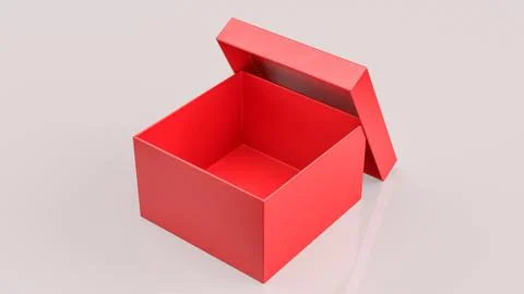 Minimal Open Red Gift Box on Soft Background 3d render. Stock Illustration