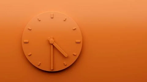Minimal orange clock isolated on an orange background Stock Illustration