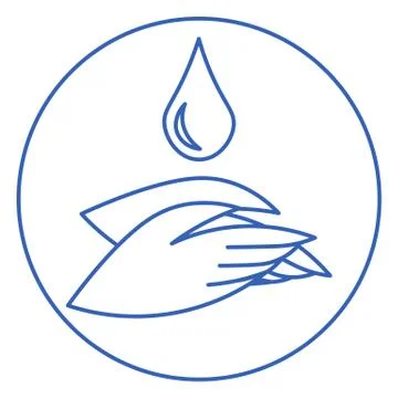 Minimal outline icon with two hands and water drop Stock Illustration