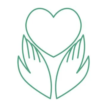 Minimal outline icon with two hands and heart Stock Illustration