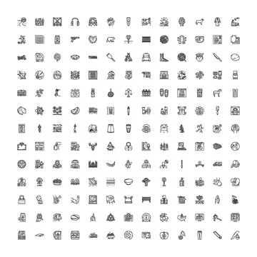 Minimal outline icons set for web design Illustrazione stock