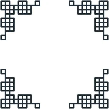 Minimal outline pixel grid corner frame border Stock Illustration
