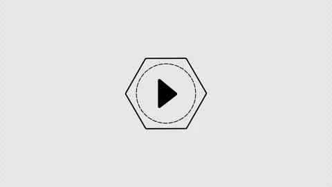 A minimal outlined play symbol inside a hexagon frame. Stock Footage 337080734