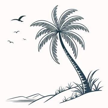 Minimal Palm Tree Vector Illustration Stock Illustration