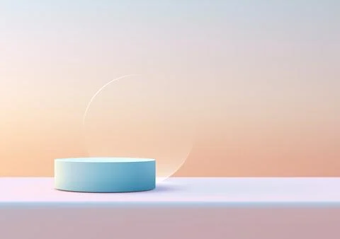 Minimal pastel gradient backdrop with 3d light blue cylindrical podium on p.. Stock Illustration