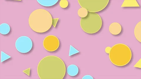 Minimal pastel motion background with colorful geometric circles and triangles Stock Footage 341668028