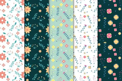 Minimal pattern vector with flowers and leaves. Creative floral pattern dec.. Stockillustratie