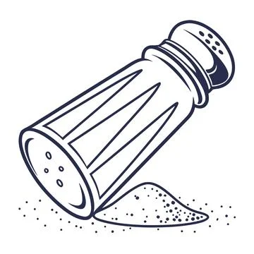 Minimal Pepper Shaker Icon - Kitchen Spice Container Outline Vector Stock Illustration