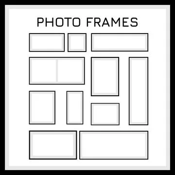 Minimal Photo Frame Set, Rectangle Picture Frame Bundle, Multi Size Portrai.. Illustrazione stock
