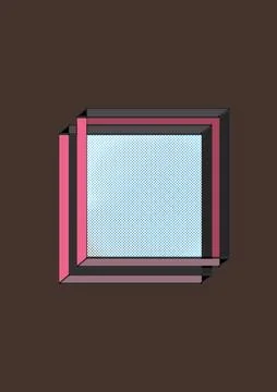 Minimal Pink Square Frame with Grid Center on Brown Background 스톡 일러스트