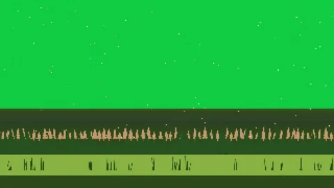 Minimal pixel landscape showing spark appearing then rising from horizon to Stock Footage 337887701
