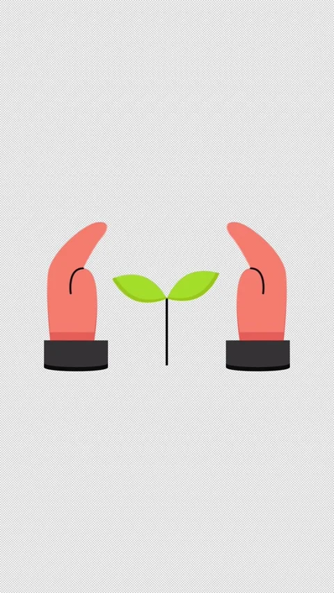 Minimal Plant Growth Hands Loop Animation Stock Footage 346566707