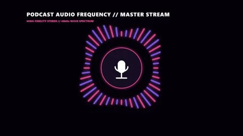 Minimal podcast audio frequency equalizer graphic on black screen Stock Footage 343284920