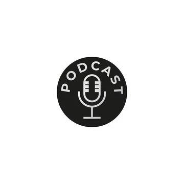 Minimal Podcast logo design template isolated on white background. Retro Vi.. Illustrazione stock