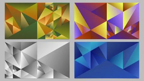 Minimal polygonal dynamic multicolored gradient triangle hd background set イラスト素材