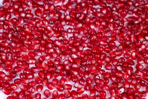 Minimal pomegranate seeds pattern with even spacing, vibrant ruby hues, sub.. Stock Photos