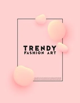 Minimal poster. Bright pink background. Design elements of the liquid rounded Stock Illustration