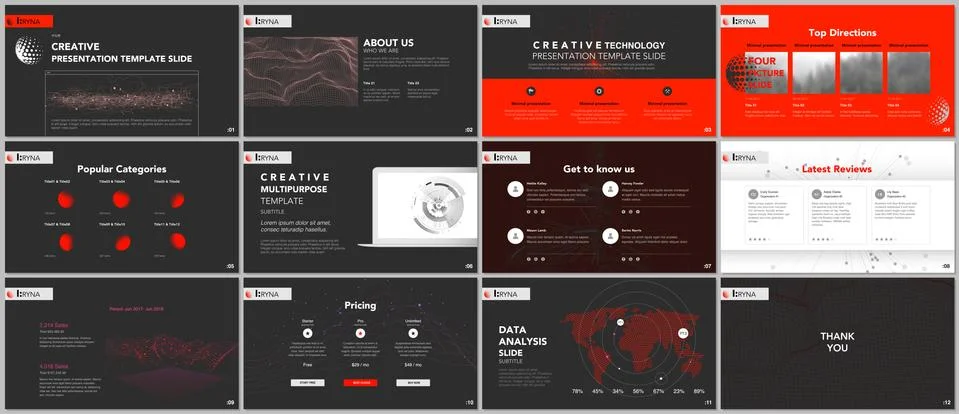 Minimal presentation templates. Tech elements on black background. Technology Stock Illustration