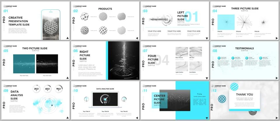 Minimal presentation templates. Tech elements on white background. Technology Stock Illustration