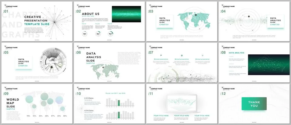 Minimal presentation templates. Tech elements on white background. Technology Stock Illustration