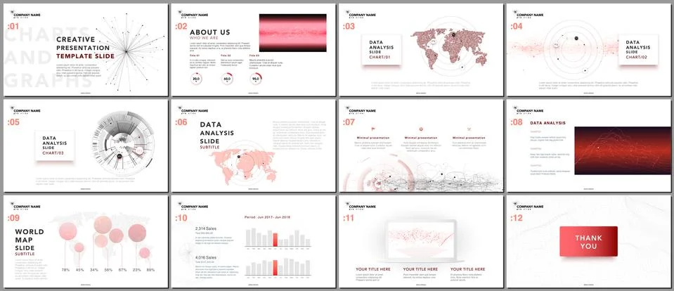 Minimal presentation templates. Tech elements on white background. Technology Stock Illustration