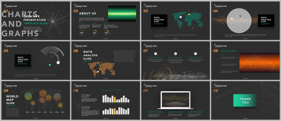 Minimal presentation templates. Tech elements on black background. Technology Stock Illustration
