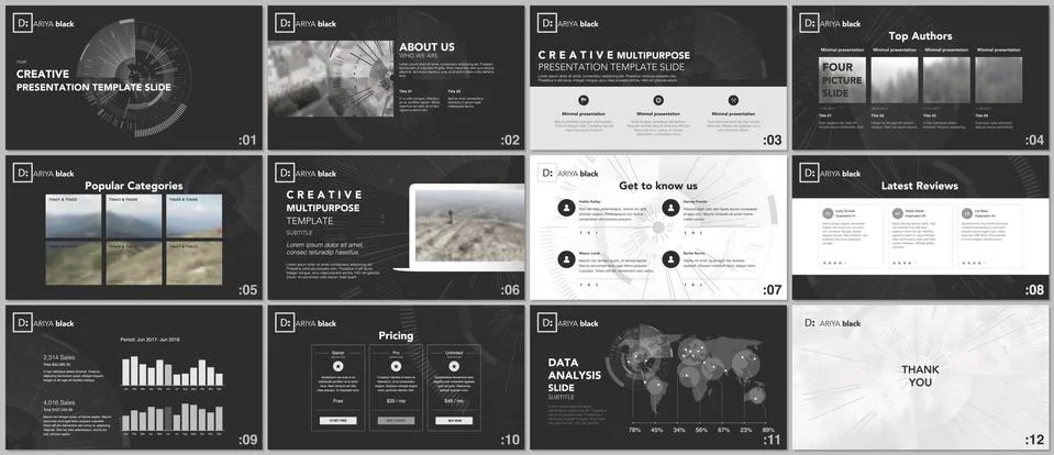 Minimal presentation templates. Technology design on black background Stock Illustration