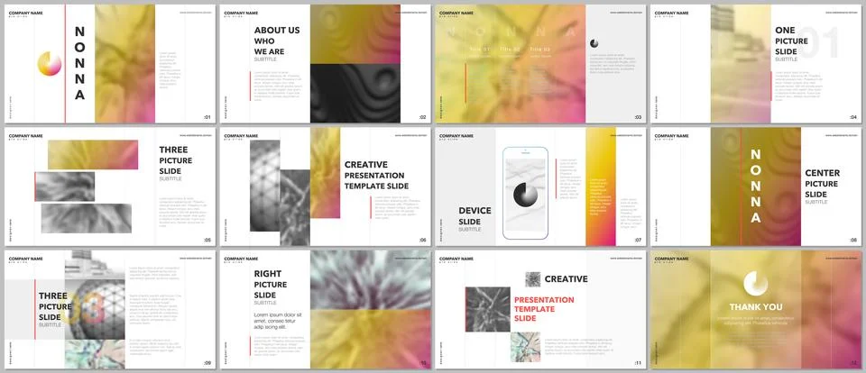 Minimal presentations design, portfolio vector templates with elements on white Stock Illustration