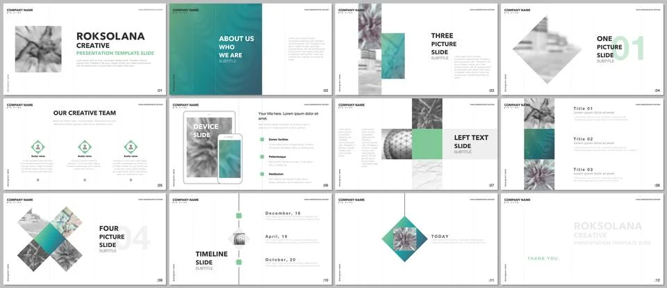 Minimal presentations design, portfolio vector templates with elements on white 스톡 일러스트