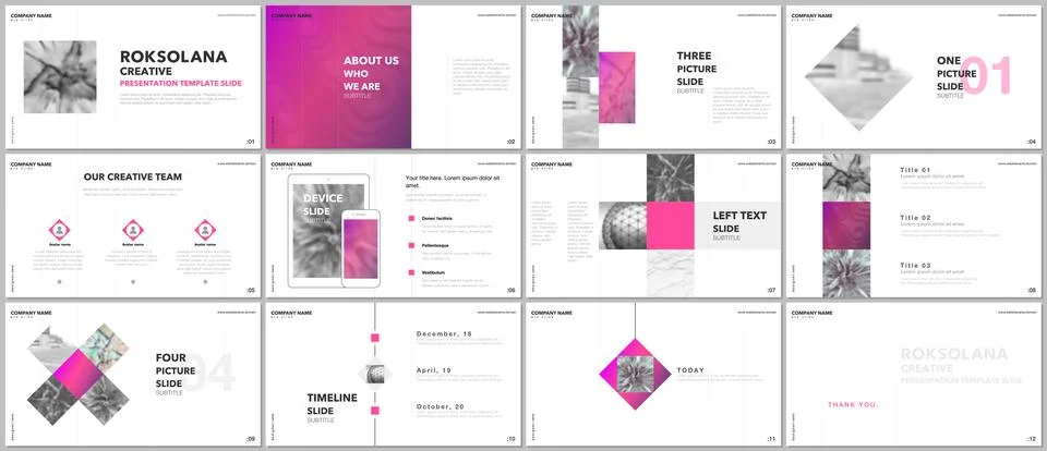 Minimal presentations design, portfolio vector templates with elements on white 스톡 일러스트