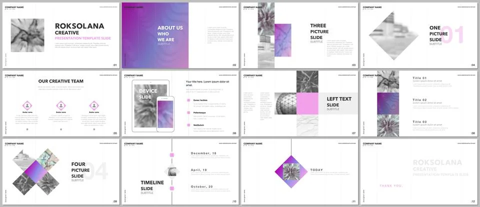 Minimal presentations design, portfolio vector templates with elements on white 스톡 일러스트