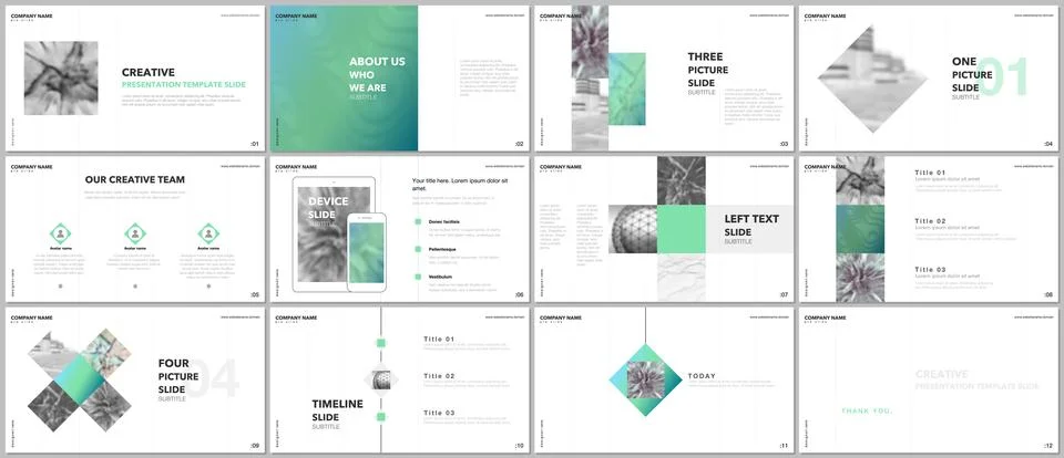 Minimal presentations design, portfolio vector templates with elements on white 스톡 일러스트