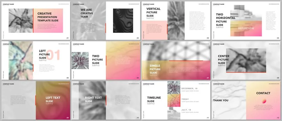 Minimal presentations design, portfolio vector templates with elements on white Stock Illustration