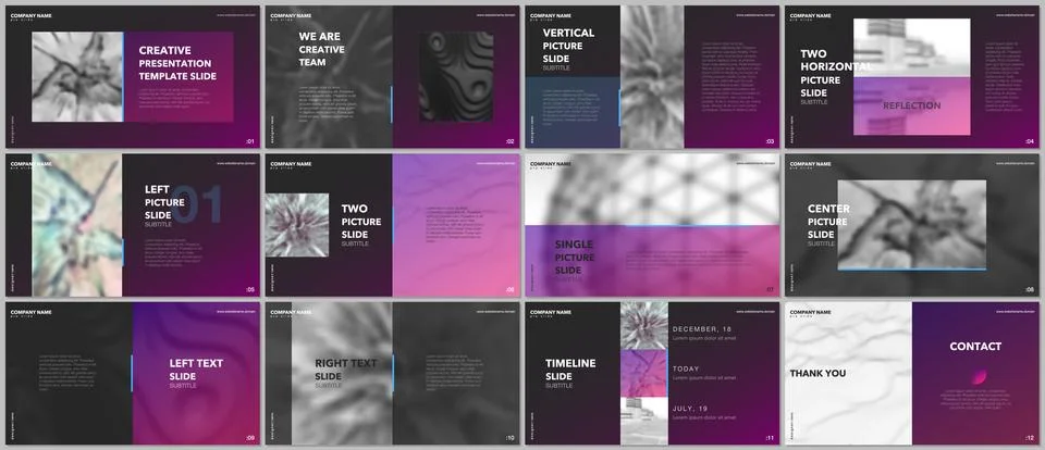 Minimal presentations design, portfolio vector templates with elements on black Stockillustratie